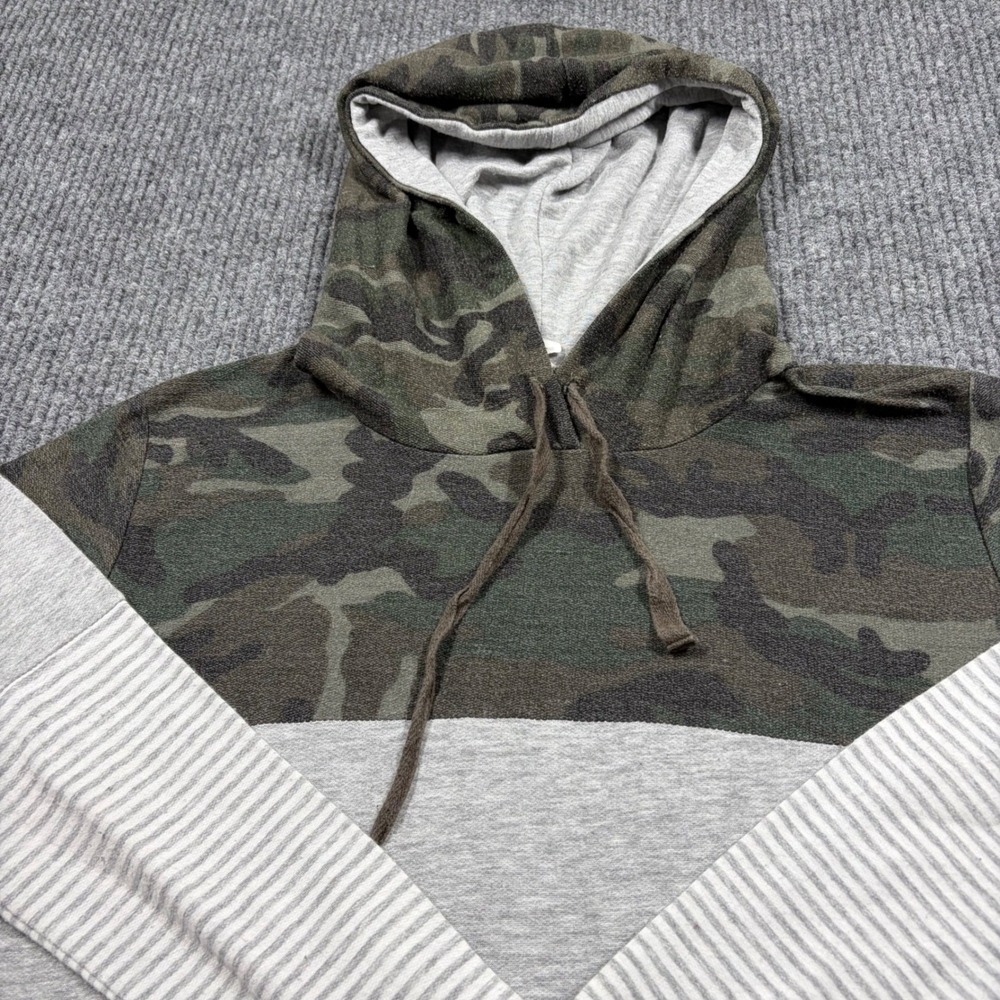 Lovely Souls Hoodie Womens M Camo Stripe Colorblock Hoodie Gray Green